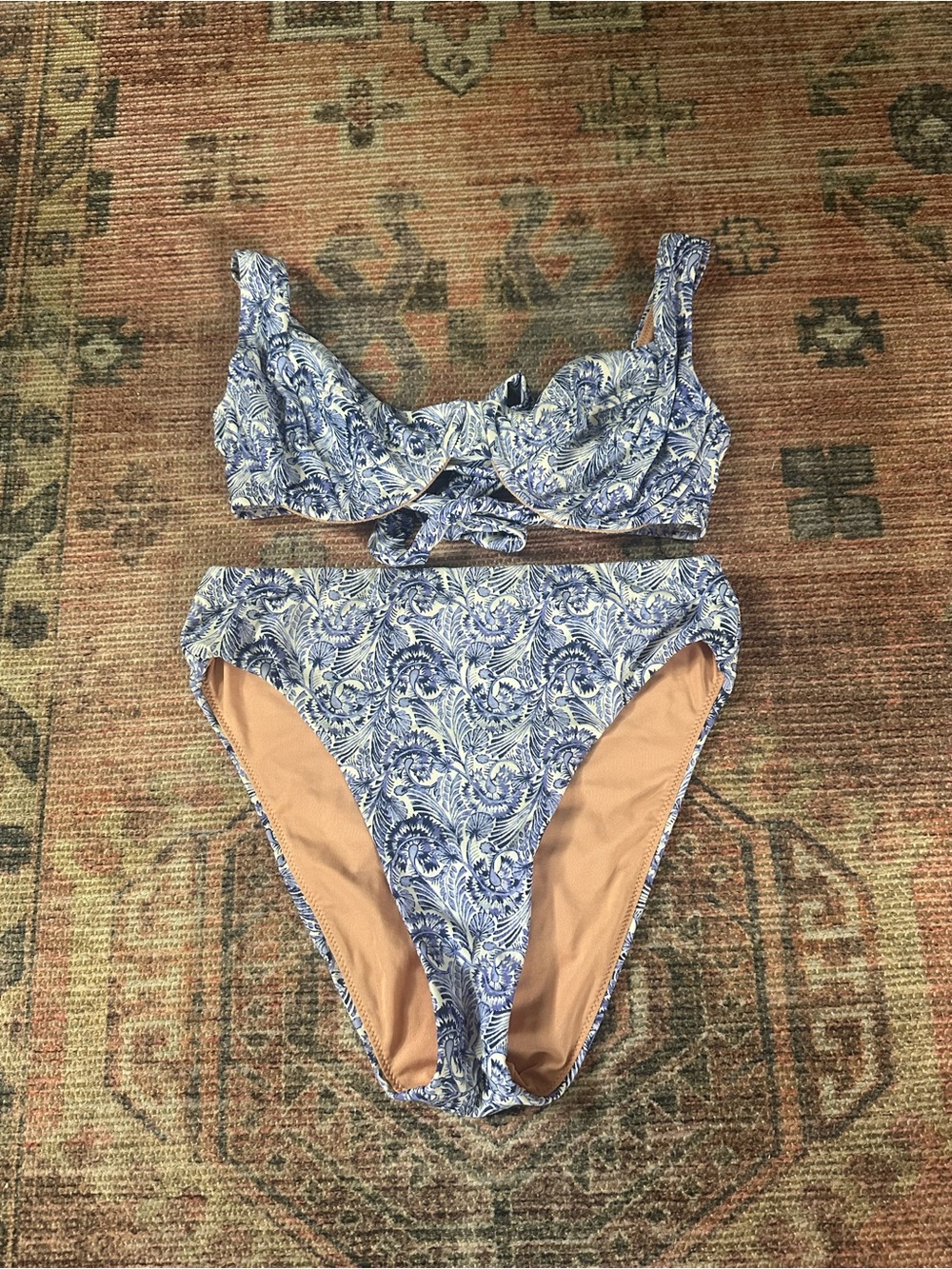 J. Crew Blue Paisley Underwire Bikini Set